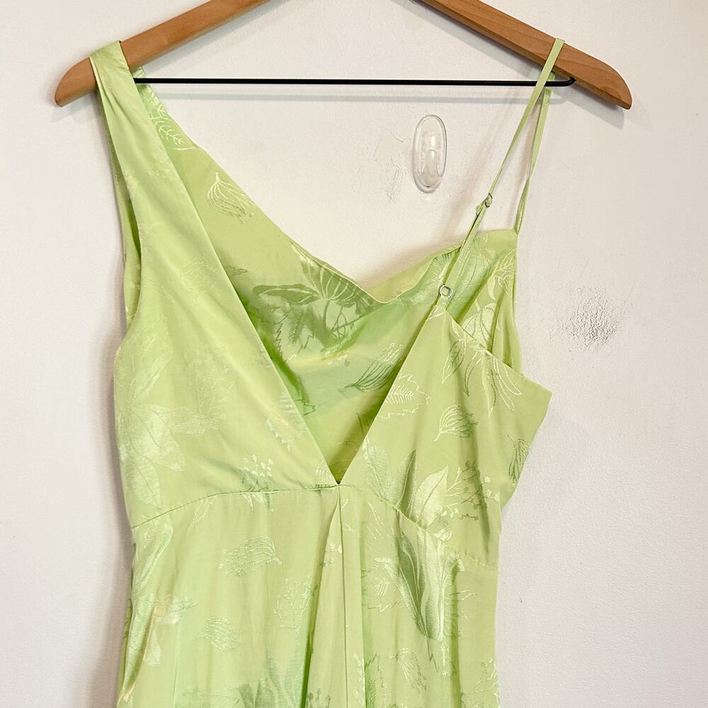 For Love & Lemons Llana Satin Midi Dress Green Size M - Picture 10 of 11